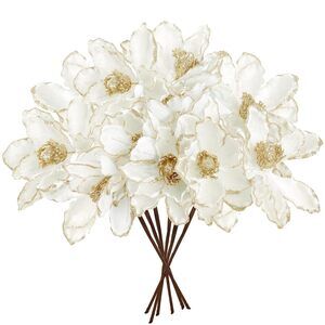 6318 10Pcs Christmas Glitter Flowers Christmas Tree Ornaments Artificial